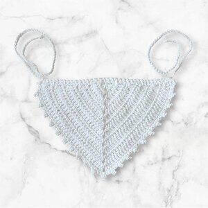 Hair Bandana White Crochet Picot for Teens or Adults, Brand New Handmade